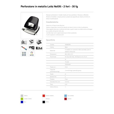 Perforatore 5008 2 fori - 30 fogli Leitz NeXXt Series in metallo nero 50080395